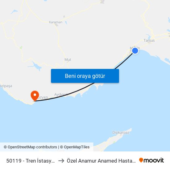 50119 - Tren İstasyonu to Özel Anamur Anamed Hastanesi map