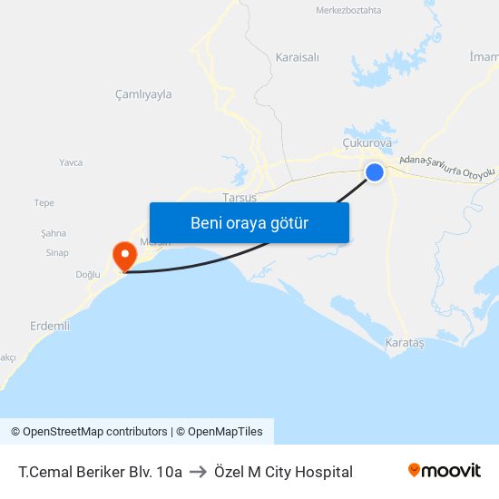 T.Cemal Beriker Blv. 10a to Özel M City Hospital map