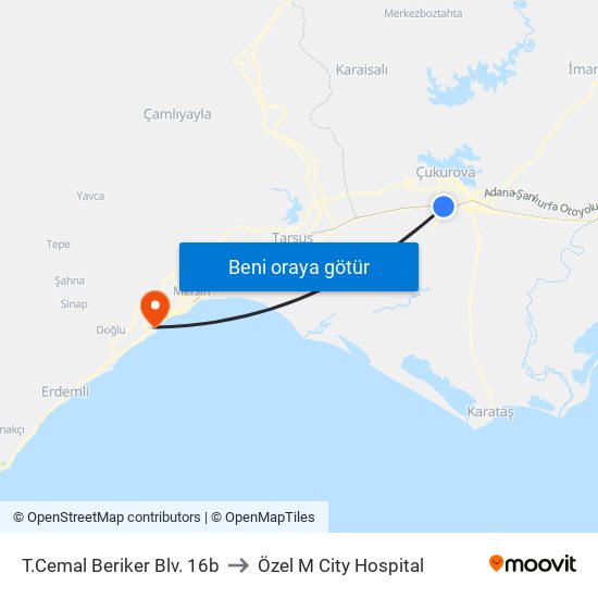 T.Cemal Beriker Blv. 16b to Özel M City Hospital map