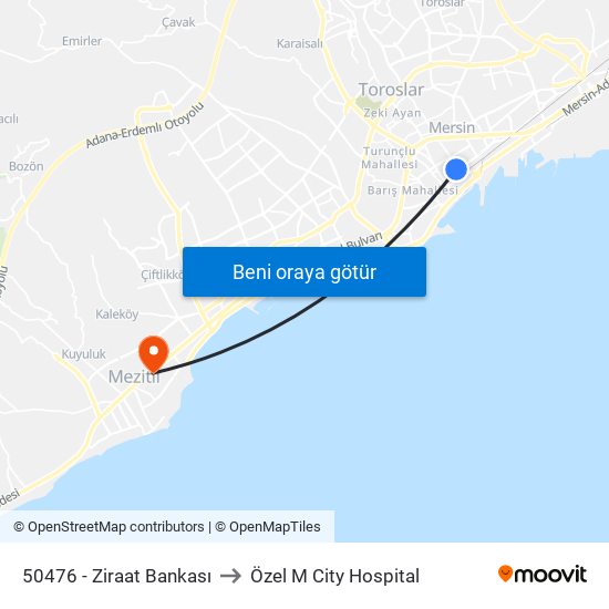 50476 - Ziraat Bankası to Özel M City Hospital map
