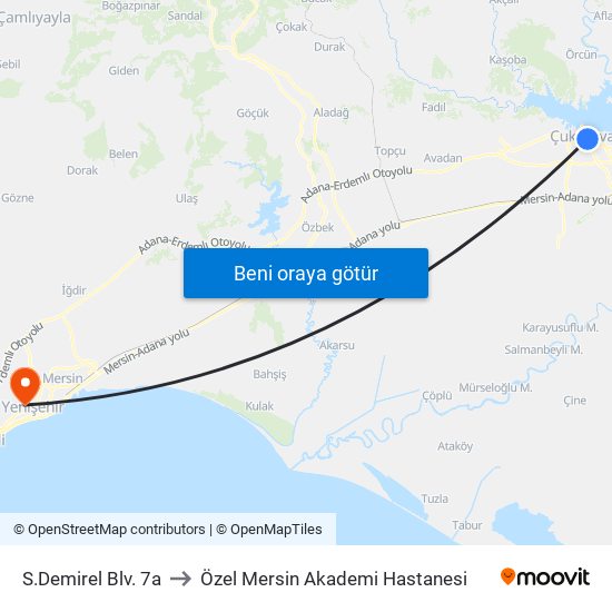 S.Demirel Blv. 7a to Özel Mersin Akademi Hastanesi map