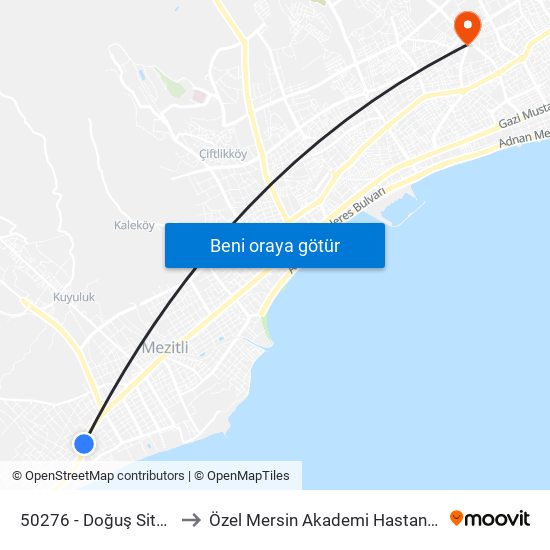 50276 - Doğuş Sitesi to Özel Mersin Akademi Hastanesi map