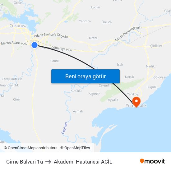 Girne Bulvari 1a to Akademi Hastanesi-ACİL map