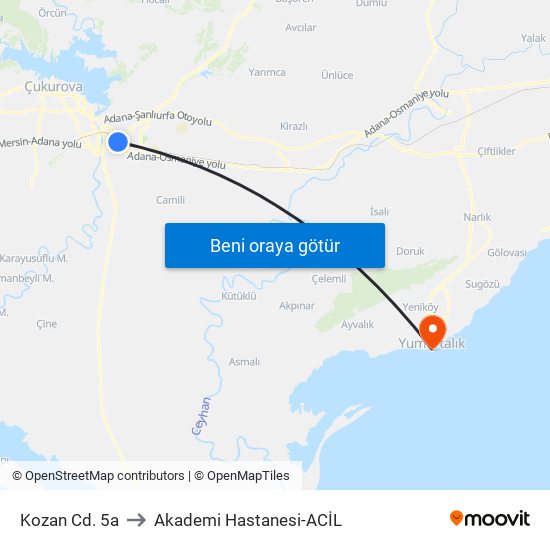 Kozan Cd. 5a to Akademi Hastanesi-ACİL map