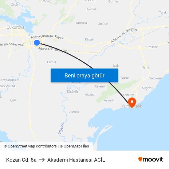 Kozan Cd. 8a to Akademi Hastanesi-ACİL map