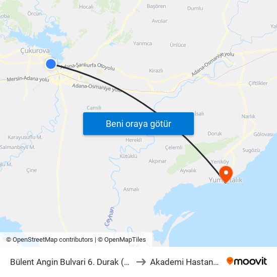 Bülent Angin Bulvari 6. Durak (Duygu Cafe) to Akademi Hastanesi-ACİL map