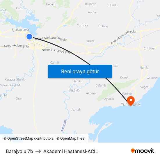Barajyolu 7b to Akademi Hastanesi-ACİL map