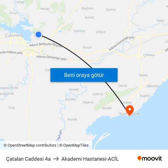 Çatalan Caddesi 4a to Akademi Hastanesi-ACİL map