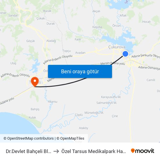 Dr.Devlet Bahçeli Blv. 1b to Özel Tarsus Medikalpark Hastanesi map