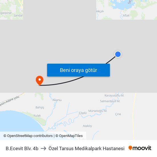 B.Ecevit Blv. 4b to Özel Tarsus Medikalpark Hastanesi map