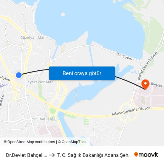 Dr.Devlet Bahçeli Blv. 1b to T. C. Sağlık Bakanlığı Adana Şehir Hastanesi map