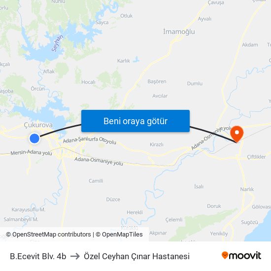 B.Ecevit Blv. 4b to Özel Ceyhan Çınar Hastanesi map