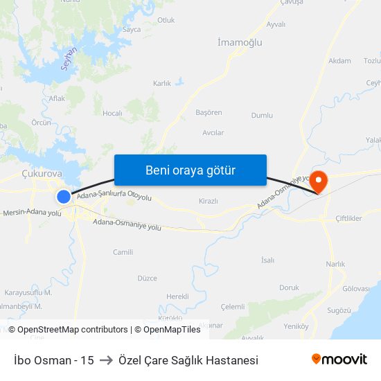 İbo Osman - 15 to Özel Çare Sağlık Hastanesi map