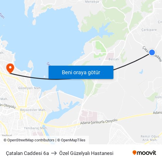 Çatalan Caddesi 6a to Özel Güzelyalı Hastanesi map