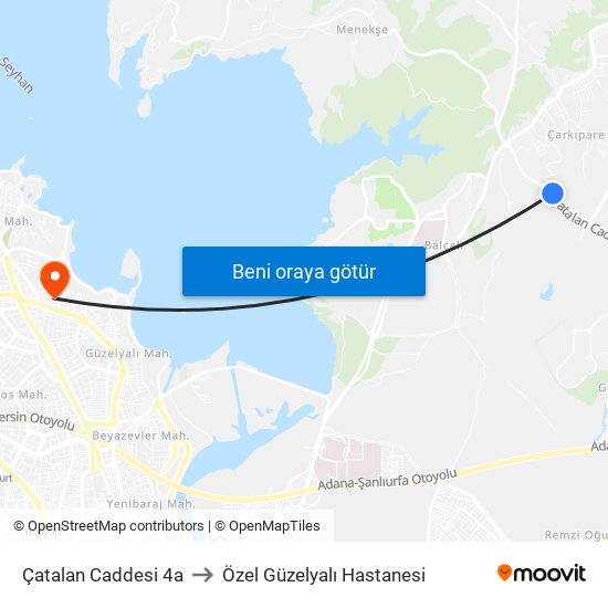 Çatalan Caddesi 4a to Özel Güzelyalı Hastanesi map