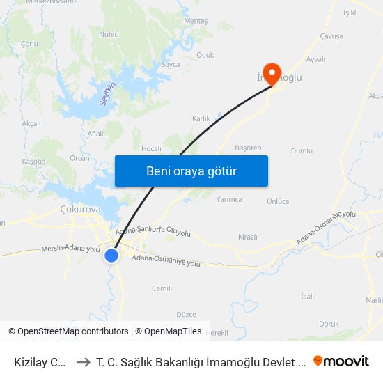 Kizilay Cd. 4a to T. C. Sağlık Bakanlığı İmamoğlu Devlet Hastanesi map