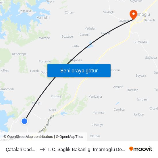 Çatalan Caddesi 6a to T. C. Sağlık Bakanlığı İmamoğlu Devlet Hastanesi map