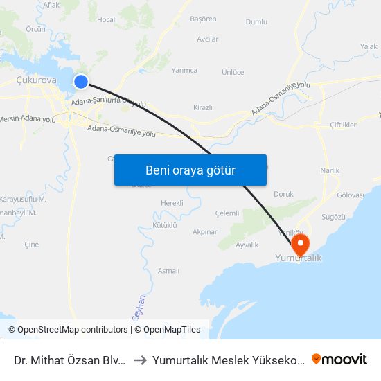 Dr. Mithat Özsan Blv. 9b to Yumurtalık Meslek Yüksekokulu map