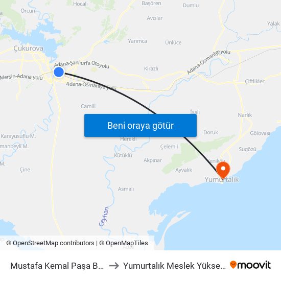 Mustafa Kemal Paşa Blv. 11b to Yumurtalık Meslek Yüksekokulu map
