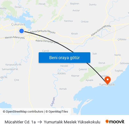 Mücahitler Cd. 1a to Yumurtalık Meslek Yüksekokulu map
