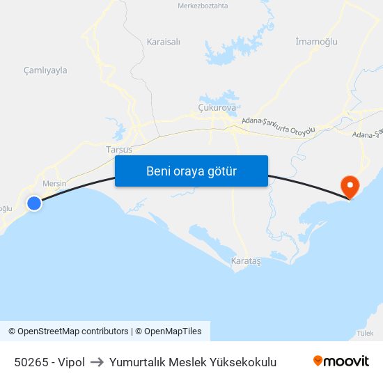 50265 - Vipol to Yumurtalık Meslek Yüksekokulu map
