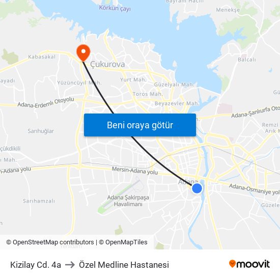 Kizilay Cd. 4a to Özel Medline Hastanesi map