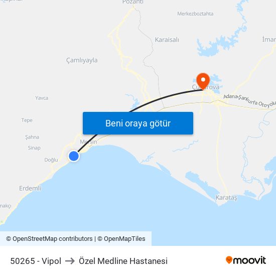 50265 - Vipol to Özel Medline Hastanesi map