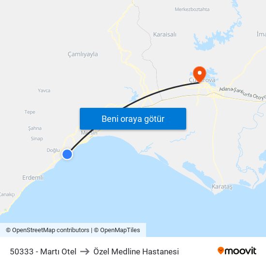 50333 - Martı Otel to Özel Medline Hastanesi map