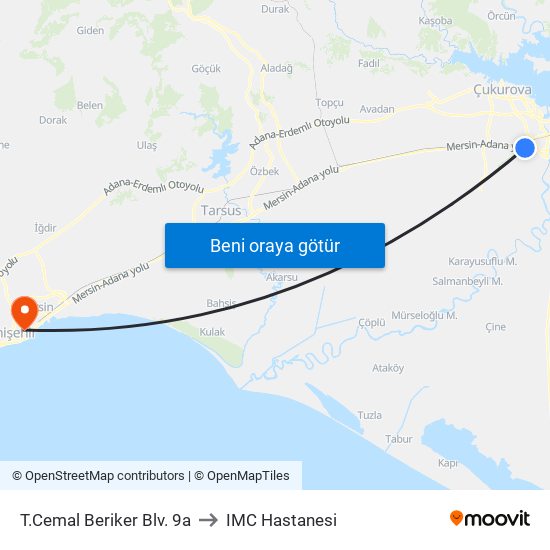 T.Cemal Beriker Blv. 9a to IMC Hastanesi map