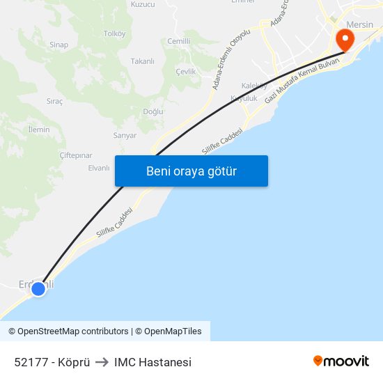 52177 - Köprü to IMC Hastanesi map