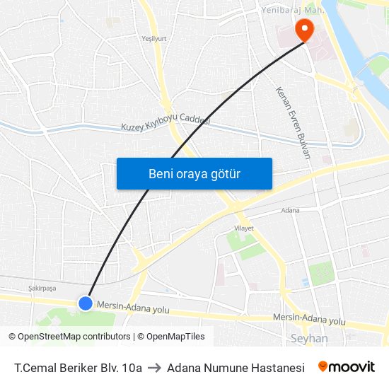 T.Cemal Beriker Blv. 10a to Adana Numune Hastanesi map