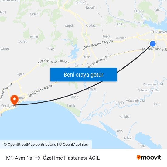 M1 Avm 1a to Özel Imc Hastanesi-ACİL map