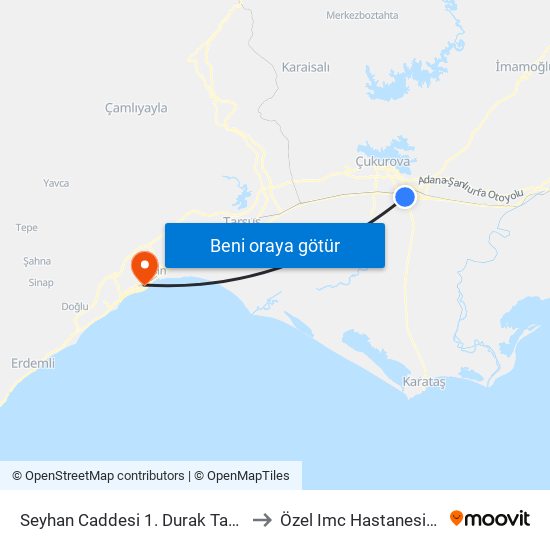Seyhan Caddesi 1. Durak Taşköprü to Özel Imc Hastanesi-ACİL map
