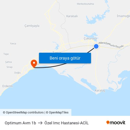 Optimum Avm 1b to Özel Imc Hastanesi-ACİL map