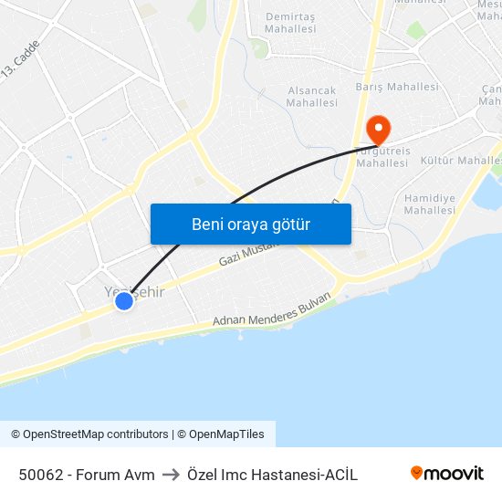 50062 - Forum Avm to Özel Imc Hastanesi-ACİL map