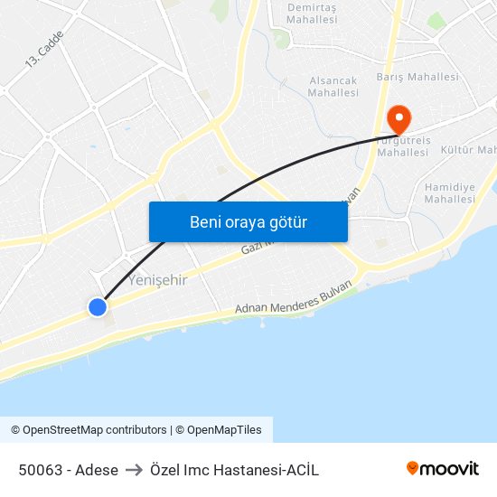 50063 - Adese to Özel Imc Hastanesi-ACİL map