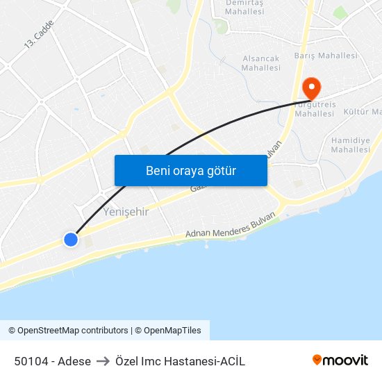 50104 - Adese to Özel Imc Hastanesi-ACİL map