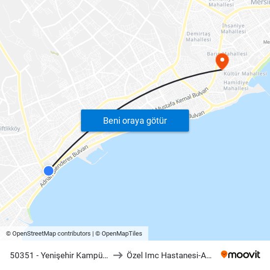 50351 - Yenişehir Kampüsü to Özel Imc Hastanesi-ACİL map