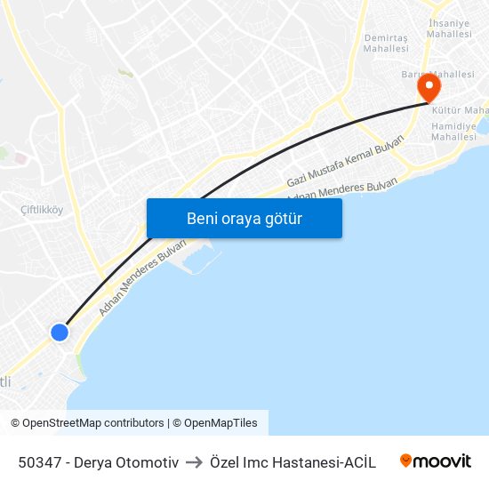 50347 - Derya Otomotiv to Özel Imc Hastanesi-ACİL map