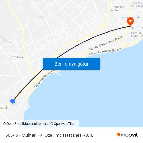 50345 - Muhtar to Özel Imc Hastanesi-ACİL map