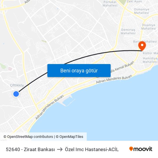 52640 - Ziraat Bankası to Özel Imc Hastanesi-ACİL map