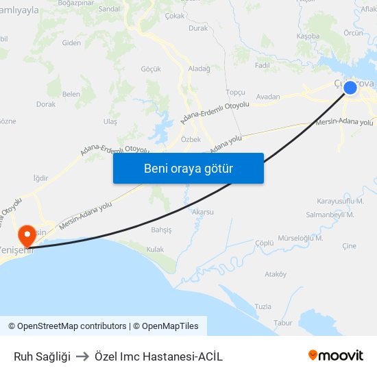 Ruh Sağliği to Özel Imc Hastanesi-ACİL map