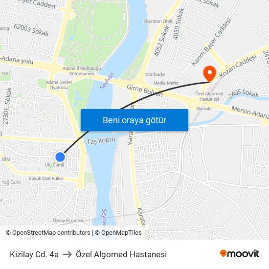 Kizilay Cd. 4a to Özel Algomed Hastanesi map
