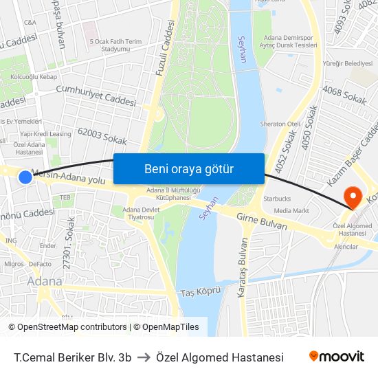 T.Cemal Beriker Blv. 3b to Özel Algomed Hastanesi map