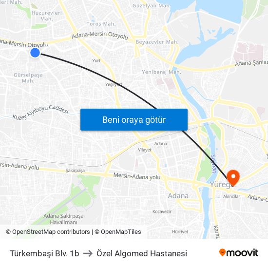 Türkembaşi Blv. 1b to Özel Algomed Hastanesi map