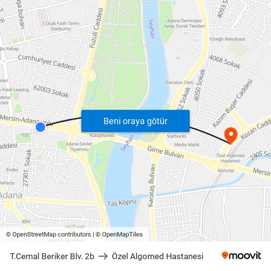 T.Cemal Beriker Blv. 2b to Özel Algomed Hastanesi map