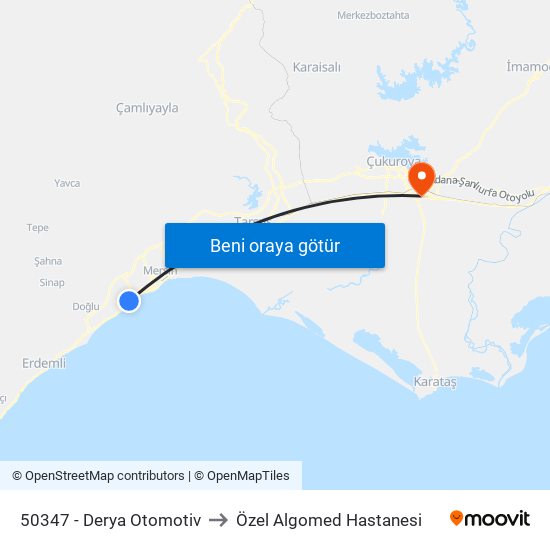50347 - Derya Otomotiv to Özel Algomed Hastanesi map