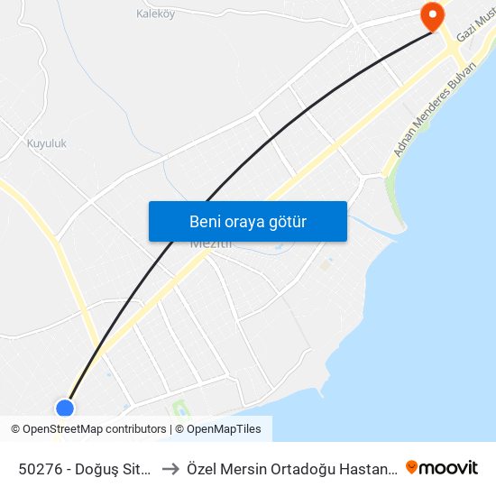 50276 - Doğuş Sitesi to Özel Mersin Ortadoğu Hastanesi map