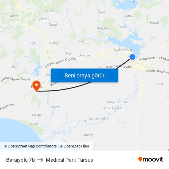 Barajyolu 7b to Medical Park Tarsus map