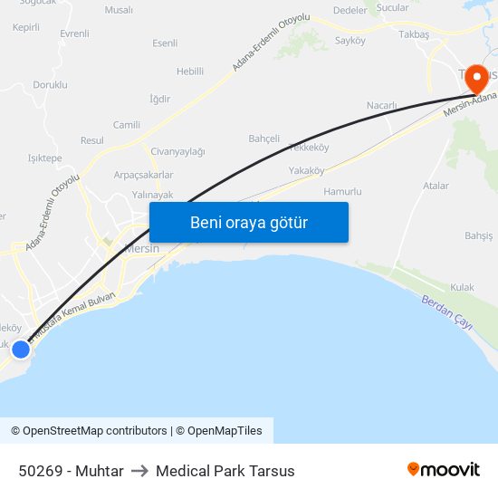 50269 - Muhtar to Medical Park Tarsus map